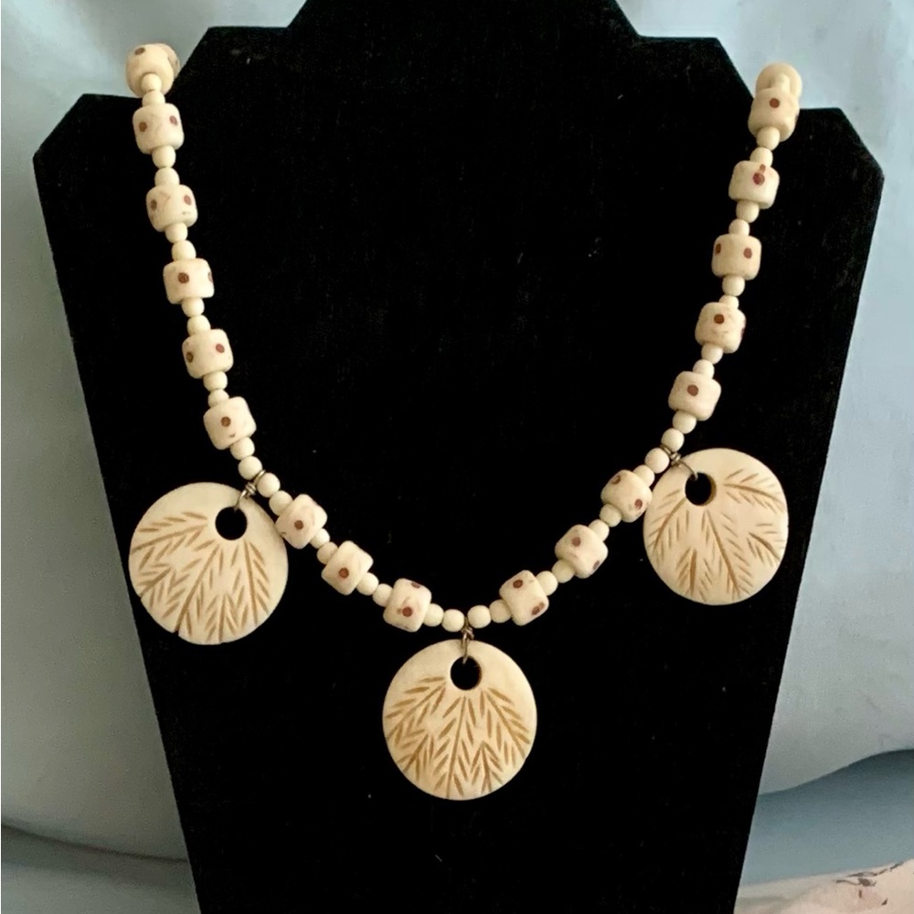 Hand crafted bone, ethnic necklace